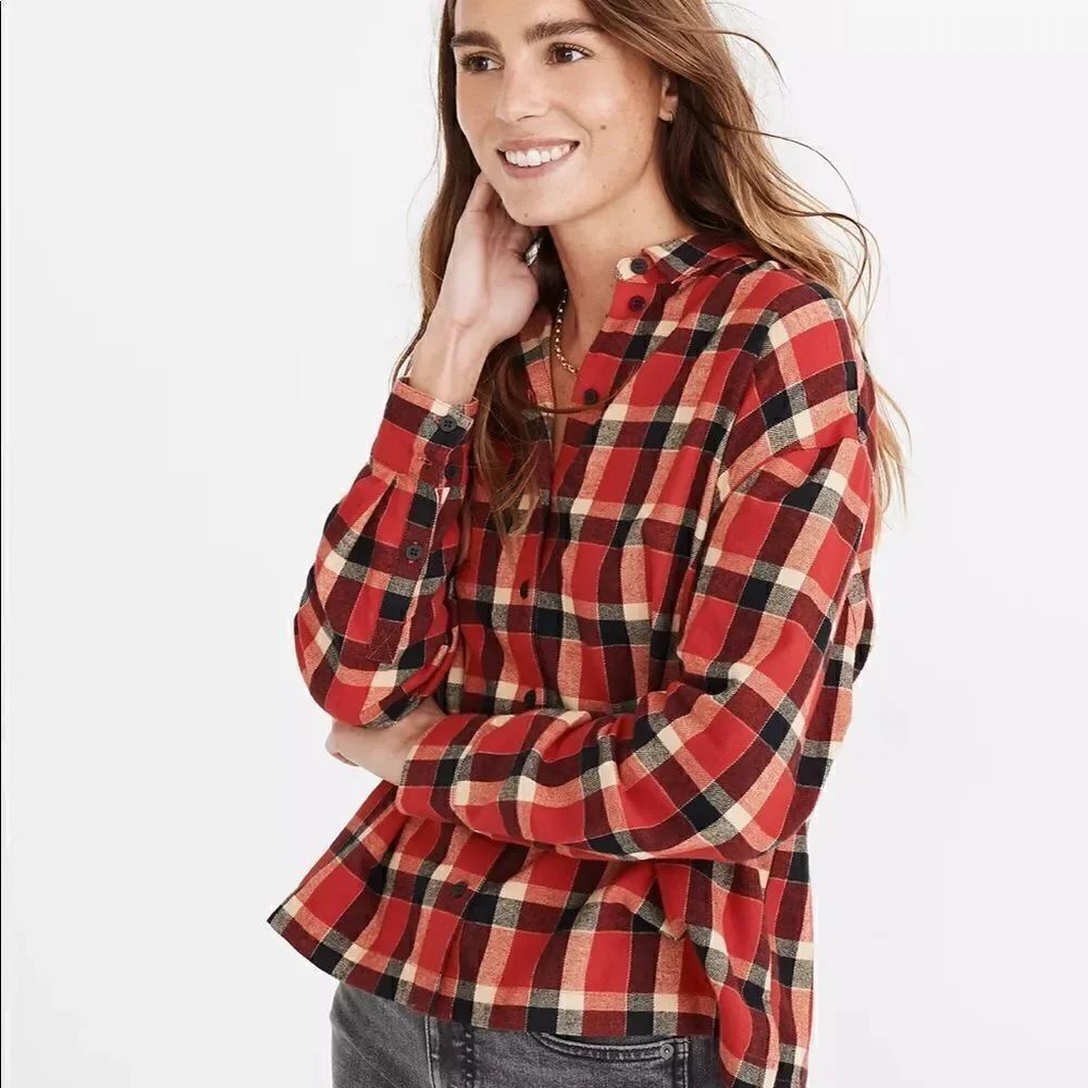 Madewell Westlake Plaid Flannel Top Small